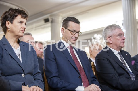  08.02.2019 WARSZAWA SEJM<br />OBCHODY 100LECIA PARLAMENTARYZMU<br />N/Z HALINA SZYMANSKA PREMIER MATEUSZ MORAWIECKI STANISLAW KARCZEWSKI <br /> 