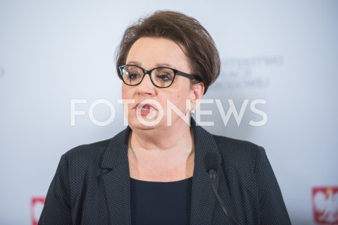  11.02.2019 WARSZAWA<br />KONFERENCJA PRASOWA MINISTER EDUKACJI NARODOWEJ<br />POROZUMIENIE NA RZECZ EDUKACJI PRZYSZLOSCI<br />N/Z ANNA ZALEWSKA<br /> 