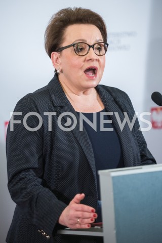  11.02.2019 WARSZAWA<br />KONFERENCJA PRASOWA MINISTER EDUKACJI NARODOWEJ<br />POROZUMIENIE NA RZECZ EDUKACJI PRZYSZLOSCI<br />N/Z ANNA ZALEWSKA<br /> 