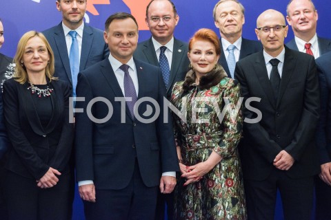  11.02.2019 WARSZAWA<br />SPOTKANIE PREZYDENTA RP Z SZEFAMI MISJI DYPLOMATYCZNYCH PANSTW INICJATYWY TROJMORZA<br />N/Z GEORGETTE MOSBACHER PREZYDENT RP ANDRZEJ DUDA<br /> 