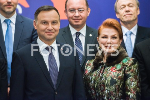  11.02.2019 WARSZAWA<br />SPOTKANIE PREZYDENTA RP Z SZEFAMI MISJI DYPLOMATYCZNYCH PANSTW INICJATYWY TROJMORZA<br />N/Z GEORGETTE MOSBACHER PREZYDENT RP ANDRZEJ DUDA<br /> 