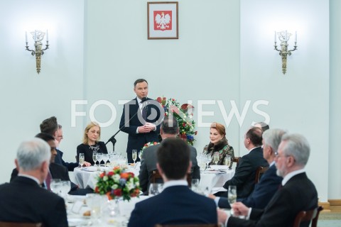  11.02.2019 WARSZAWA<br />SPOTKANIE PREZYDENTA RP Z SZEFAMI MISJI DYPLOMATYCZNYCH PANSTW INICJATYWY TROJMORZA<br />N/Z GEORGETTE MOSBACHER PREZYDENT RP ANDRZEJ DUDA<br /> 