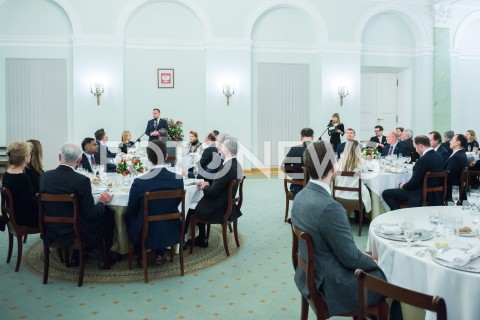  11.02.2019 WARSZAWA<br />SPOTKANIE PREZYDENTA RP Z SZEFAMI MISJI DYPLOMATYCZNYCH PANSTW INICJATYWY TROJMORZA<br />N/Z PREZYDENT RP ANDRZEJ DUDA<br /> 