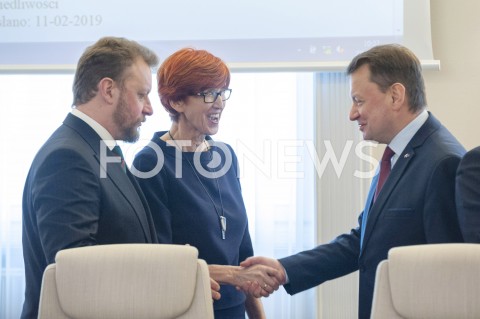  12.02.2019 WARSZAWA<br />POSIEDZENIE RADY MINISTROW<br />POSIEDZENIE RZADU<br />N/Z ELZBIETA RAFALSKA LUKASZ SZUMOWSKI MARIUSZ BLASZCZAK<br /> 