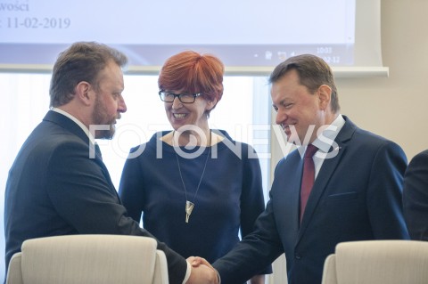  12.02.2019 WARSZAWA<br />POSIEDZENIE RADY MINISTROW<br />POSIEDZENIE RZADU<br />N/Z ELZBIETA RAFALSKA LUKASZ SZUMOWSKI MARIUSZ BLASZCZAK<br /> 