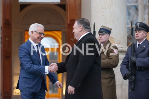  12.02.2019 WARSZAWA<br />SPOTKANIE MINISTRA SPRAW ZAGRANICZNYCH POLSKI Z SEKRETARZEM STANU USA<br />N/Z JACEK CZAPUTOWICZ MIKE POMPEO<br /> 