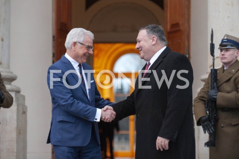  12.02.2019 WARSZAWA<br />SPOTKANIE MINISTRA SPRAW ZAGRANICZNYCH POLSKI Z SEKRETARZEM STANU USA<br />N/Z JACEK CZAPUTOWICZ MIKE POMPEO<br /> 