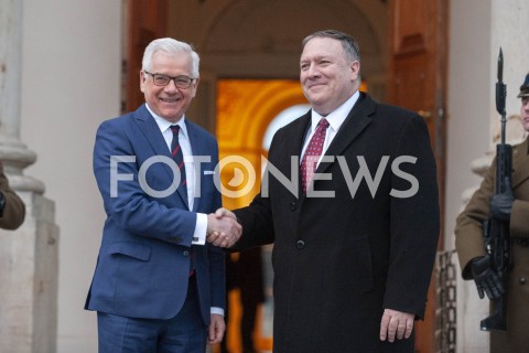  12.02.2019 WARSZAWA<br />SPOTKANIE MINISTRA SPRAW ZAGRANICZNYCH POLSKI Z SEKRETARZEM STANU USA<br />N/Z JACEK CZAPUTOWICZ MIKE POMPEO<br /> 