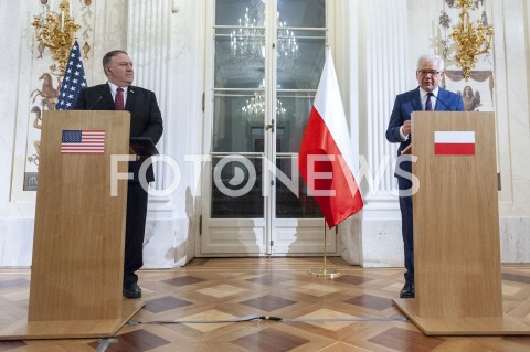  12.02.2019 WARSZAWA<br />SPOTKANIE MINISTRA SPRAW ZAGRANICZNYCH POLSKI Z SEKRETARZEM STANU USA<br />N/Z JACEK CZAPUTOWICZ MIKE POMPEO<br /> 