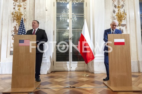  12.02.2019 WARSZAWA<br />SPOTKANIE MINISTRA SPRAW ZAGRANICZNYCH POLSKI Z SEKRETARZEM STANU USA<br />N/Z JACEK CZAPUTOWICZ MIKE POMPEO<br /> 