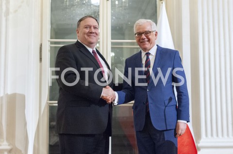  12.02.2019 WARSZAWA<br />SPOTKANIE MINISTRA SPRAW ZAGRANICZNYCH POLSKI Z SEKRETARZEM STANU USA<br />N/Z JACEK CZAPUTOWICZ MIKE POMPEO<br /> 
