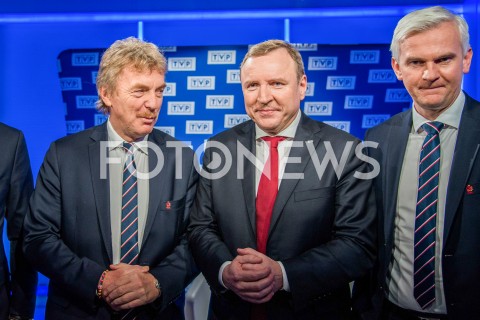  18.02.2019 WARSZAWA<br />
KONFERENCJA PREZESA TELEWIZJI POLSKIEJ I PREZESA PZPN<br />
N/Z JACEK KURSKI PREZES PZPN ZBIGNIEW BONIEK JACEK MAGIERA<br />
 