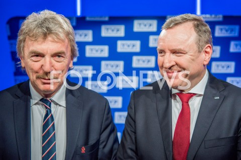 Konferencja prezesa TVP Jacka Kurskiego i prezesa PZPN Zbigniewa Bońka w Warszawie