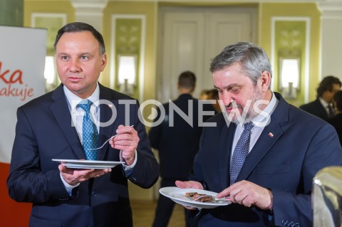  20.02.2019 WARSZAWA<br />
SPOTKANIE INAUGURUJACE POROZUMIENIE ROLNICZE<br />
DEGUSTACJA POTRAW<br />
N/Z PREZYDENT RP ANDRZEJ DUDA<br />
 