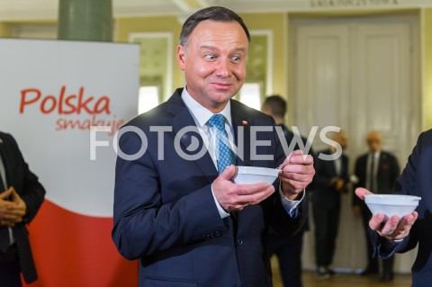  20.02.2019 WARSZAWA<br />
SPOTKANIE INAUGURUJACE POROZUMIENIE ROLNICZE<br />
DEGUSTACJA POTRAW<br />
N/Z PREZYDENT RP ANDRZEJ DUDA<br />
 
