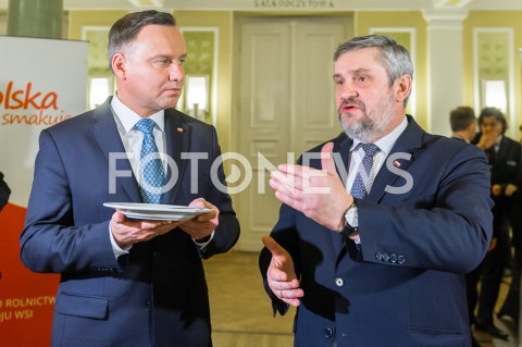  20.02.2019 WARSZAWA<br />
SPOTKANIE INAUGURUJACE POROZUMIENIE ROLNICZE<br />
DEGUSTACJA POTRAW<br />
N/Z PREZYDENT RP ANDRZEJ DUDA JAN KRZYSZTOF ARDANOWSKI<br />
 