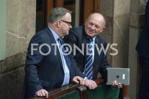  21.02.2019 WARSZAWA SEJM<br />POSIEDZENIE SEJMU<br />N/Z MAREK SAWICKI MAREK BIERNACKI<br /> 