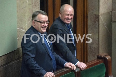  21.02.2019 WARSZAWA SEJM<br />POSIEDZENIE SEJMU<br />N/Z MAREK SAWICKI MAREK BIERNACKI<br /> 