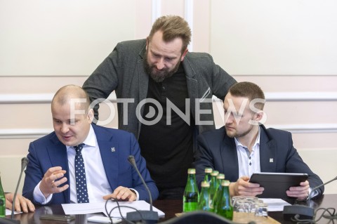  21.02.2019 WARSZAWA SEJM<br />POSIEDZENIE SEJMU<br />KOMISJA CYFRYZACJI INNOWACYJNOSCI I NOWYCH TECHNOLOGII<br />N/Z MACIEJ MASLOWSKI PAWEL SZRAMKA PIOTR MARZEC LIROY <br /> 