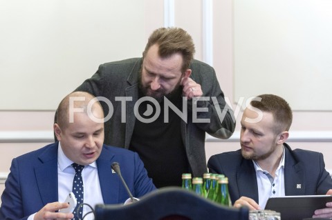  21.02.2019 WARSZAWA SEJM<br />POSIEDZENIE SEJMU<br />KOMISJA CYFRYZACJI INNOWACYJNOSCI I NOWYCH TECHNOLOGII<br />N/Z MACIEJ MASLOWSKI PAWEL SZRAMKA PIOTR MARZEC LIROY <br /> 