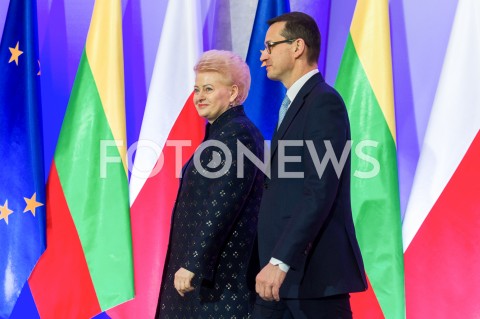  22.02.2019 WARSZAWA <br />
WIZYTA PREZYDENT REPUBLIKI LITEWSKIEJ <br />
N/Z PREMIER MATEUSZ MORAWIECKI PREZYDENT REPUBLIKI LITWY DALIA GRYBAUSKAITE<br />
 