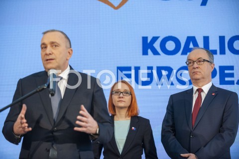  24.02.2019 WARSZAWA<br />PODPISANIE DEKLARACJI ZALOZYCIELSKIEJ KOALICJI EUROPEJSKIEJ<br />N/Z WLODZIMIERZ CZARZASTY MALGORZATA TRACZ GRZEGORZ SCHETYNA<br /> 