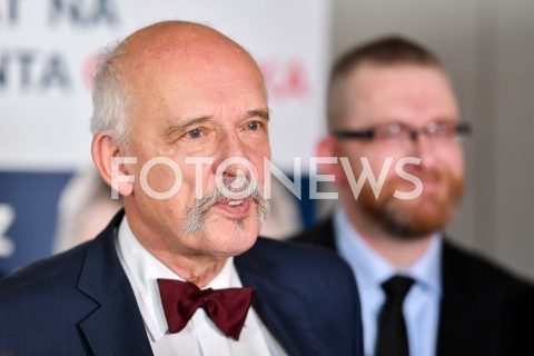  24.02.2019 GDANSK<br />
KONWENCJA WYBORCZA GRZEGORZA BRAUNA<br />
N/Z JANUSZ KORWIN MIKKE PORTRET<br />
 