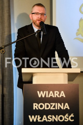  24.02.2019 GDANSK<br />
KONWENCJA WYBORCZA GRZEGORZA BRAUNA<br />
N/Z GRZEGORZ BRAUN PORTRET<br />
 