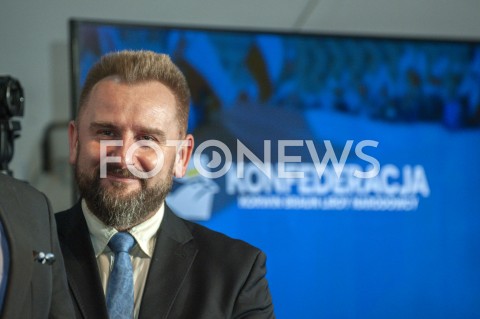  27.02.2019 WARSZAWA<br />PREZENTACJA LOGO I NAZWY KOALICJI PROPOLSKIEJ KONFEDERACJA<br />N/Z PIOTR MARZEC LIROY<br /> 
