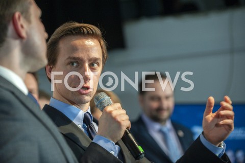  27.02.2019 WARSZAWA<br />PREZENTACJA LOGO I NAZWY KOALICJI PROPOLSKIEJ KONFEDERACJA<br />N/Z KRZYSZTOF BOSAK<br /> 