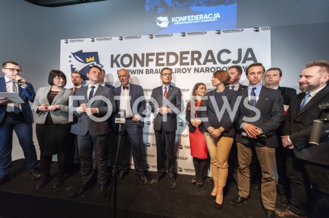  27.02.2019 WARSZAWA<br />PREZENTACJA LOGO I NAZWY KOALICJI PROPOLSKIEJ KONFEDERACJA<br />N/Z JANUSZ KORWIN MIKKE KRZYSZTOF BOSAK PIOTR LIROY MARZEC ROBERT WINNICKI<br /> 