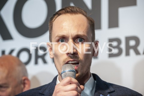  27.02.2019 WARSZAWA<br />PREZENTACJA LOGO I NAZWY KOALICJI PROPOLSKIEJ KONFEDERACJA<br />N/Z KONRAD BERKOWICZ<br /> 
