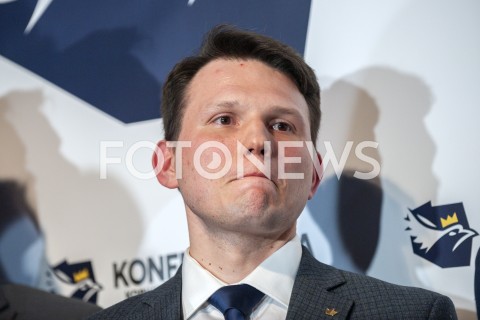  27.02.2019 WARSZAWA<br />PREZENTACJA LOGO I NAZWY KOALICJI PROPOLSKIEJ KONFEDERACJA<br />N/Z SLAWOMIR MENTZEN<br /> 
