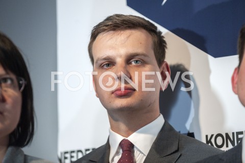  27.02.2019 WARSZAWA<br />PREZENTACJA LOGO I NAZWY KOALICJI PROPOLSKIEJ KONFEDERACJA<br />N/Z JAKUB KULESZA<br /> 