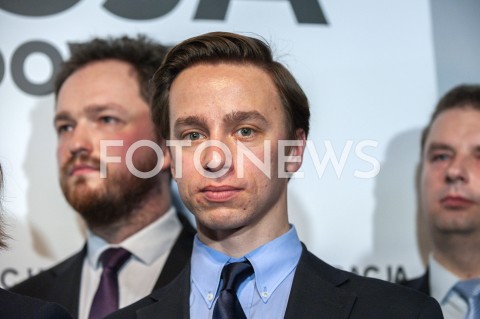  27.02.2019 WARSZAWA<br />PREZENTACJA LOGO I NAZWY KOALICJI PROPOLSKIEJ KONFEDERACJA<br />N/Z KRZYSZTOF BOSAK<br /> 