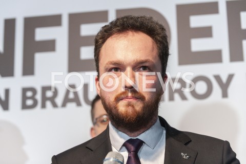  27.02.2019 WARSZAWA<br />PREZENTACJA LOGO I NAZWY KOALICJI PROPOLSKIEJ KONFEDERACJA<br />N/Z WITOLD TUMANOWICZ<br /> 