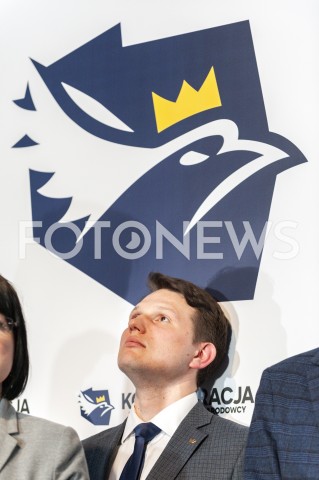  27.02.2019 WARSZAWA<br />
PREZENTACJA LOGO I NAZWY KOALICJI PROPOLSKIEJ KONFEDERACJA<br />
N/Z SLAWOMIR MENTZEN<br />
 