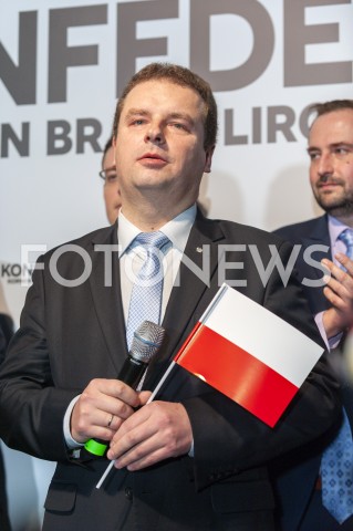  27.02.2019 WARSZAWA<br />
PREZENTACJA LOGO I NAZWY KOALICJI PROPOLSKIEJ KONFEDERACJA<br />
N/Z JACEK WILK<br />
 