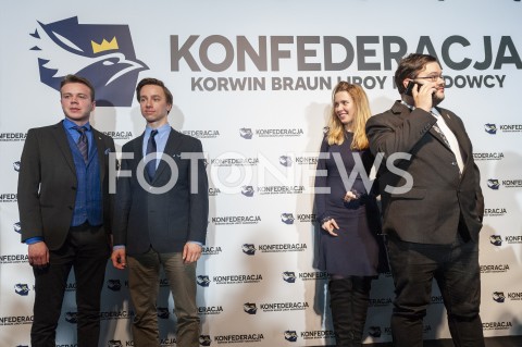 27.02.2019 WARSZAWA<br />
PREZENTACJA LOGO I NAZWY KOALICJI PROPOLSKIEJ KONFEDERACJA<br />
N/Z KRZYSZTOF BOSAK<br />
 