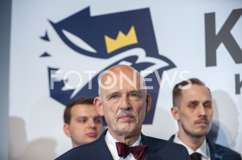  27.02.2019 WARSZAWA<br />
PREZENTACJA LOGO I NAZWY KOALICJI PROPOLSKIEJ KONFEDERACJA<br />
N/Z JANUSZ KORWIN MIKKE KONRAD BERKOWICZ<br />
 