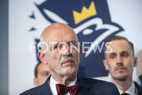  27.02.2019 WARSZAWA<br />
PREZENTACJA LOGO I NAZWY KOALICJI PROPOLSKIEJ KONFEDERACJA<br />
N/Z JANUSZ KORWIN MIKKE KONRAD BERKOWICZ<br />
 