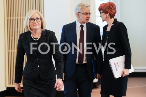  28.02.2019 WARSZAWA<br />BRIEFING PRASOWY MINISTER RODZINY PRACY I POLITYKI SPOLECZNEJ<br />N/Z KRZYSZTOF MICHALKIEWICZ RZECZNIK RZADU JOANNA KOPCINSKA ELZBIETA RAFALSKA<br /> 
