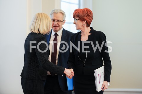  28.02.2019 WARSZAWA<br />BRIEFING PRASOWY MINISTER RODZINY PRACY I POLITYKI SPOLECZNEJ<br />N/Z KRZYSZTOF MICHALKIEWICZ RZECZNIK RZADU JOANNA KOPCINSKA ELZBIETA RAFALSKA<br /> 