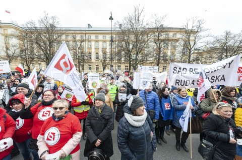 Protest pracowników sądów w Warszawie