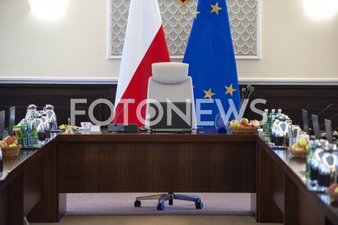  05.03.2019 WARSZAWA<br />
POSIEDZENIE RADY MINISTROW<br />
POSIEDZENIE RZADU<br />
N/Z PUSTY FOTEL PREMIERA SALA WIDOK VIEW<br />
 