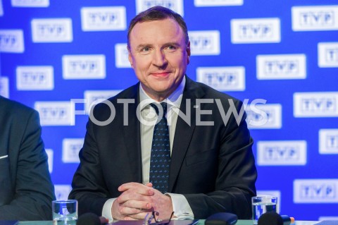  06.03.2019 WARSZAWA<br />
KONFERENCJA PREZESA TELEWIZJI POLSKIEJ DOTYCZACA ORGANIZACJI KONKURSU PIOSENKI EUROWIZJI DLA DZIECI<br />
N/Z JACEK KURSKI <br />
 