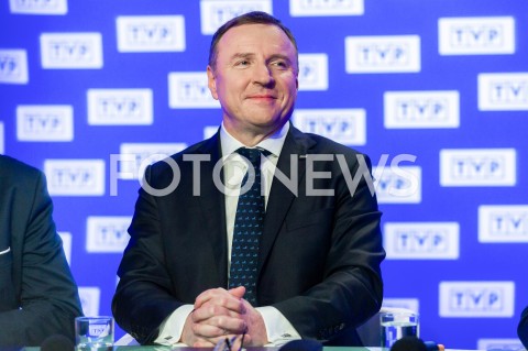  06.03.2019 WARSZAWA<br />
KONFERENCJA PREZESA TELEWIZJI POLSKIEJ DOTYCZACA ORGANIZACJI KONKURSU PIOSENKI EUROWIZJI DLA DZIECI<br />
N/Z JACEK KURSKI <br />
 