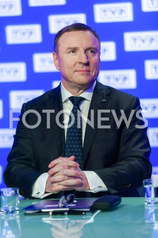  06.03.2019 WARSZAWA<br />
KONFERENCJA PREZESA TELEWIZJI POLSKIEJ DOTYCZACA ORGANIZACJI KONKURSU PIOSENKI EUROWIZJI DLA DZIECI<br />
N/Z JACEK KURSKI <br />
 