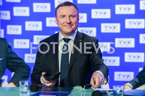  06.03.2019 WARSZAWA<br />
KONFERENCJA PREZESA TELEWIZJI POLSKIEJ DOTYCZACA ORGANIZACJI KONKURSU PIOSENKI EUROWIZJI DLA DZIECI<br />
N/Z JACEK KURSKI <br />
 