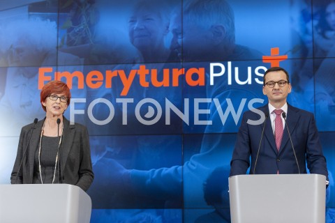  07.03.2019 WARSZAWA<br />
KONFERENCJA EMERYTURA PLUS<br />
N/Z PREMIER MATEUSZ MORAWIECKI ELZBIETA RAFALSKA<br />
 
